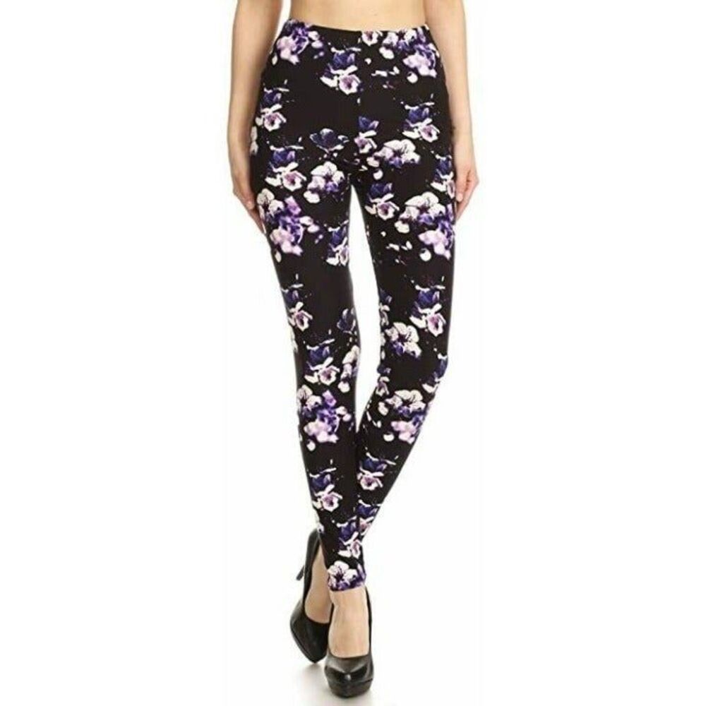 3X - 5X Luscious Purple Posies Women'S Ultra Soft High Waist‎ Fashion
